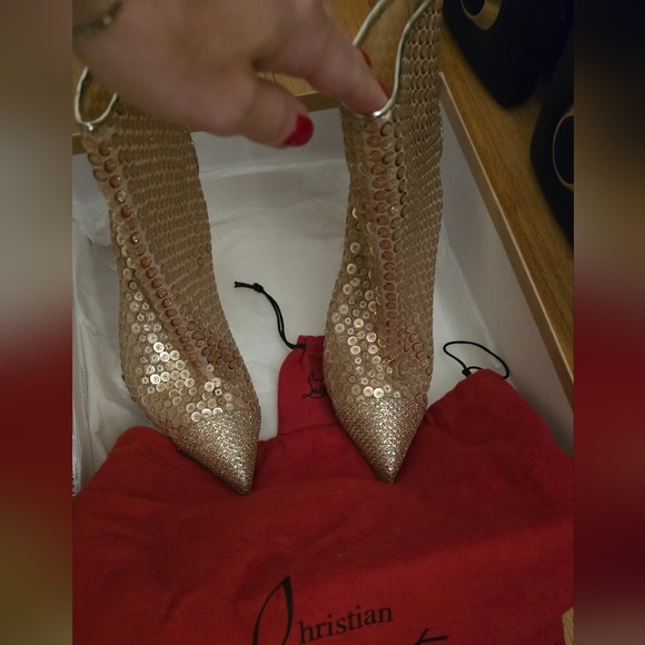 Christian Louboutin Gold Gypsy Ankle Bootie - Picture 1 of 4